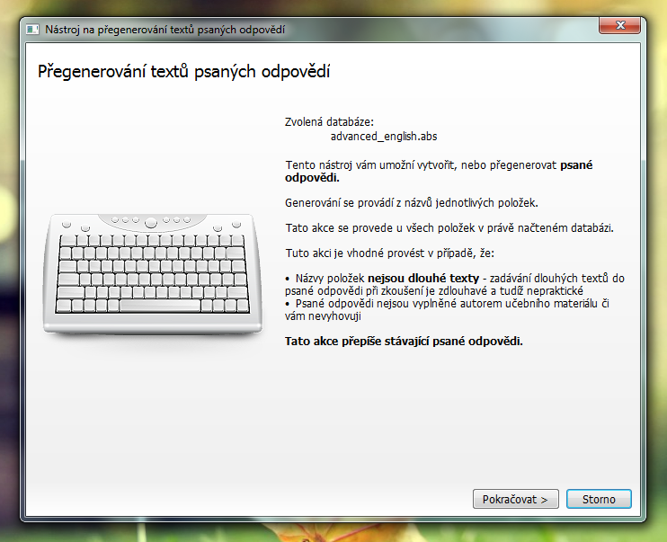Přegenerování textů psaných odpovědí.